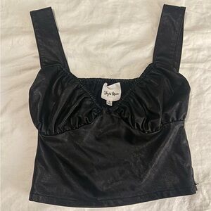 Leather Top w/ Bow Detail